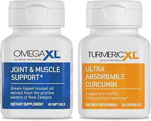 OmegaXL Joint Support Supplement 60 Count with HeartXL 30 Count Green Lipped Mussel Oil Softgels