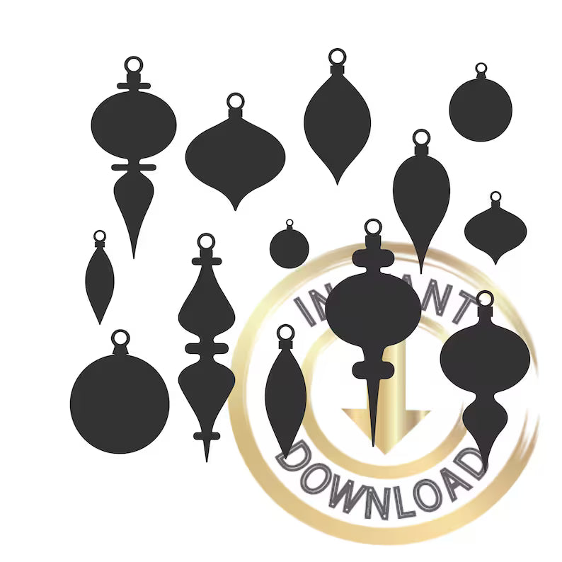Christmas Baubles SVG Bundle | Xmas Ornament Shapes Cut File for Cricut, DXF EPS PDF PNG JPG