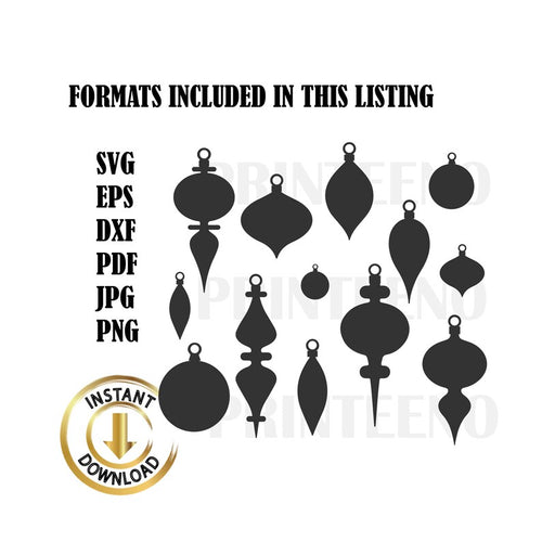 Christmas Baubles SVG Bundle | Xmas Ornament Shapes Cut File for Cricut, DXF EPS PDF PNG JPG