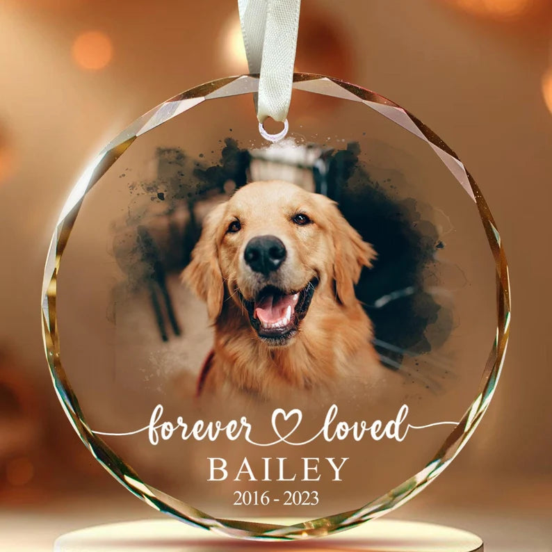 Personalized Dog Memorial Photo Ornament | Pet Loss Sympathy Gift, Custom Christmas Keepsake
