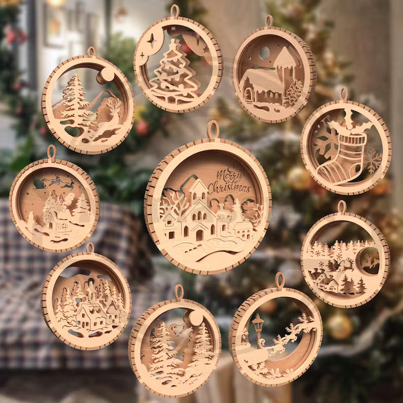 100 Christmas Ornaments Laser Cut Files | SVG Mega Bundle for Glowforge, xTool & LightBurn, Digital Download
