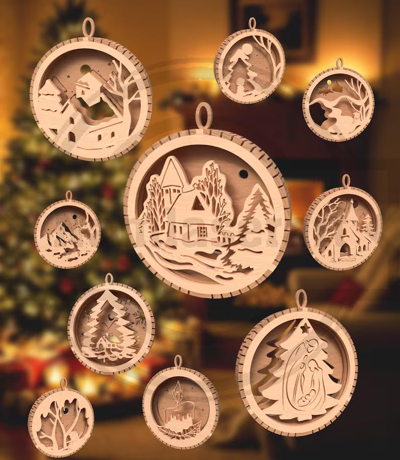 100 Christmas Ornaments Laser Cut Files | SVG Mega Bundle for Glowforge, xTool & LightBurn, Digital Download
