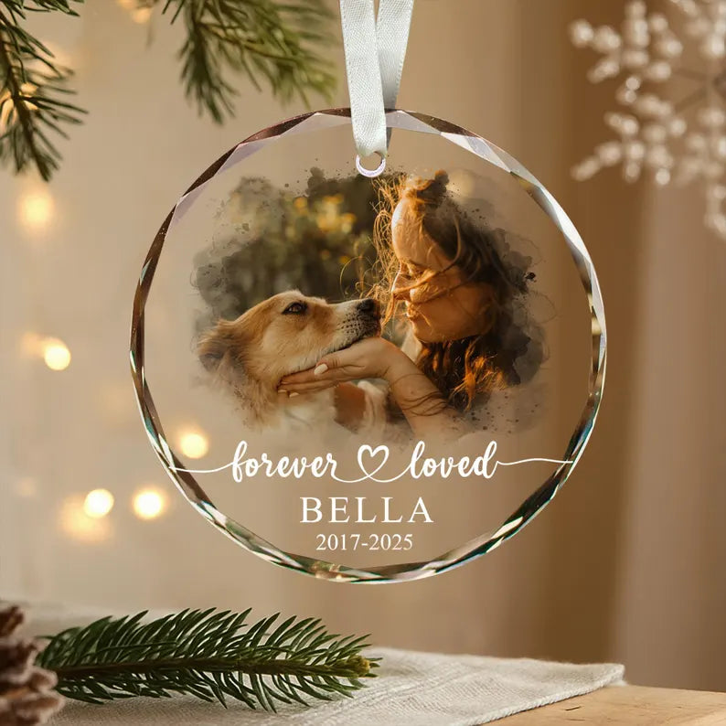 Personalized Dog Memorial Photo Ornament | Pet Loss Sympathy Gift, Custom Christmas Keepsake