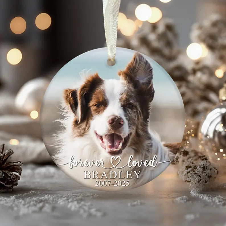 Personalized Dog Memorial Photo Ornament | Pet Loss Sympathy Gift, Custom Christmas Keepsake