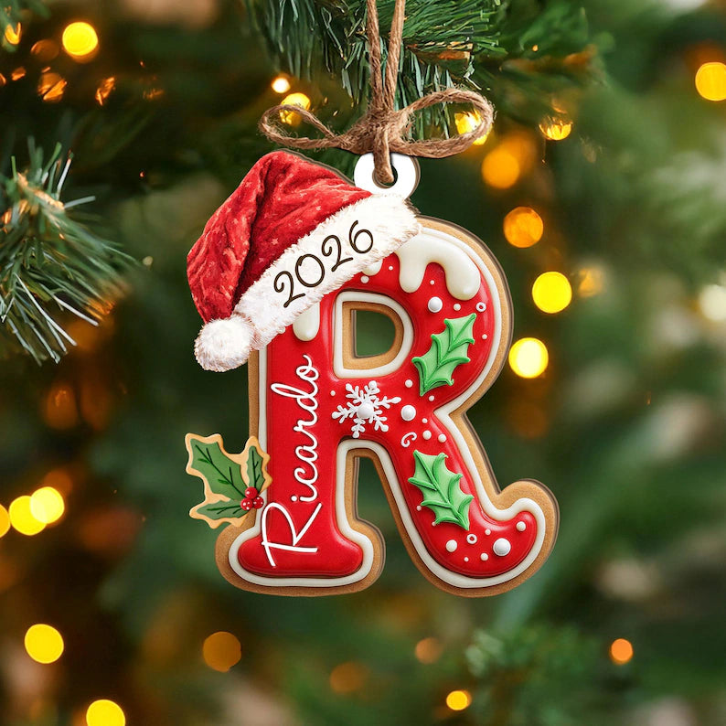 Personalized Gingerbread Kids Name Ornament | Custom Christmas Stocking Tag & Kids Gift