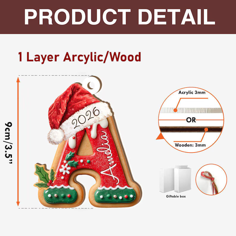 Personalized Gingerbread Kids Name Ornament | Custom Christmas Stocking Tag & Kids Gift