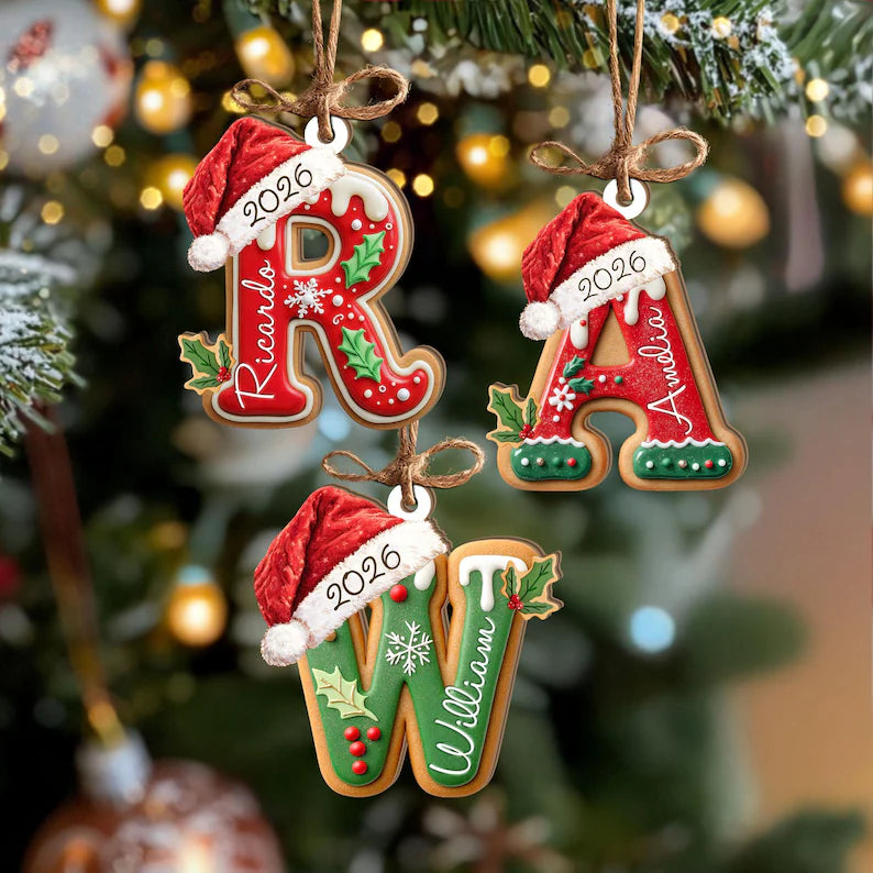 Personalized Gingerbread Kids Name Ornament | Custom Christmas Stocking Tag & Kids Gift