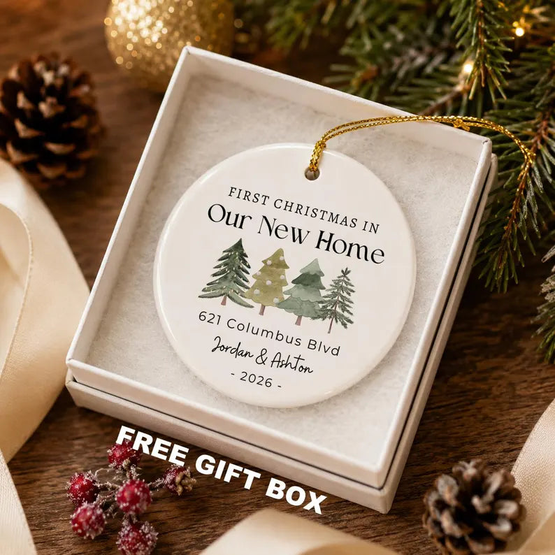First Christmas in Our New Home Ornament 2026 | Personalized New House Keepsake Gift