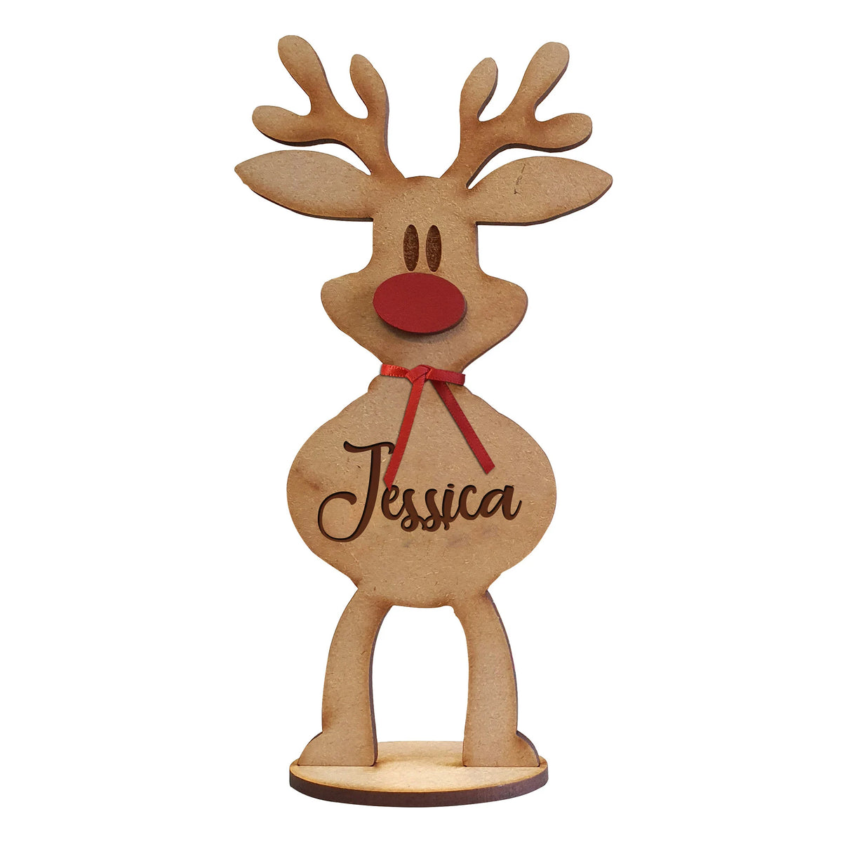 Personalised Wooden Reindeer Place Name Setting | Freestanding Family Christmas Table Decoration