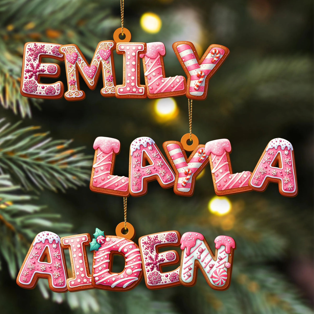 Personalised Gingerbread Alphabet Baubles | Custom Christmas Name Tags & Kids Tree Decorations