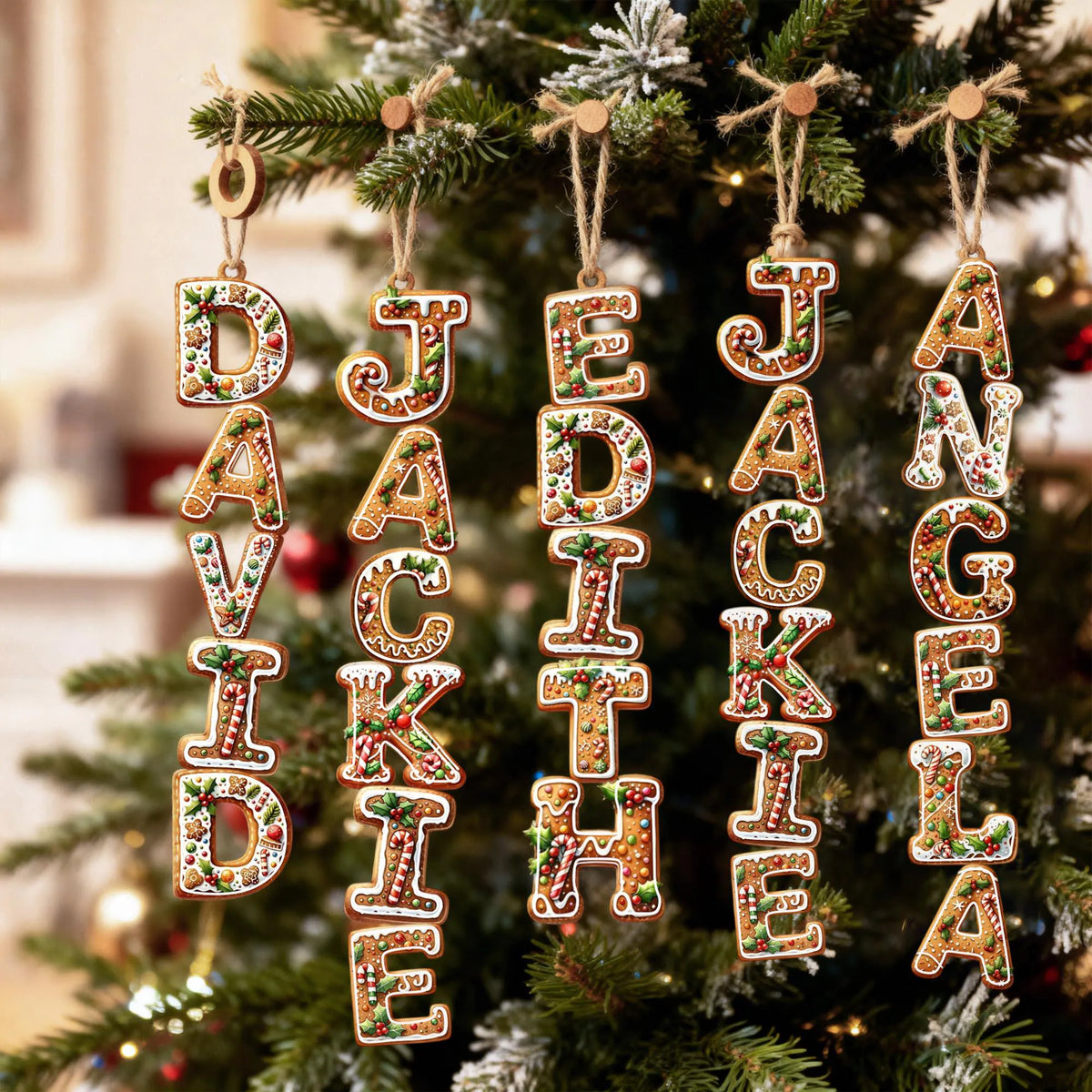 Personalised Gingerbread Letter Ornaments with Name | 2026 Christmas Stocking Tags & Keepsake