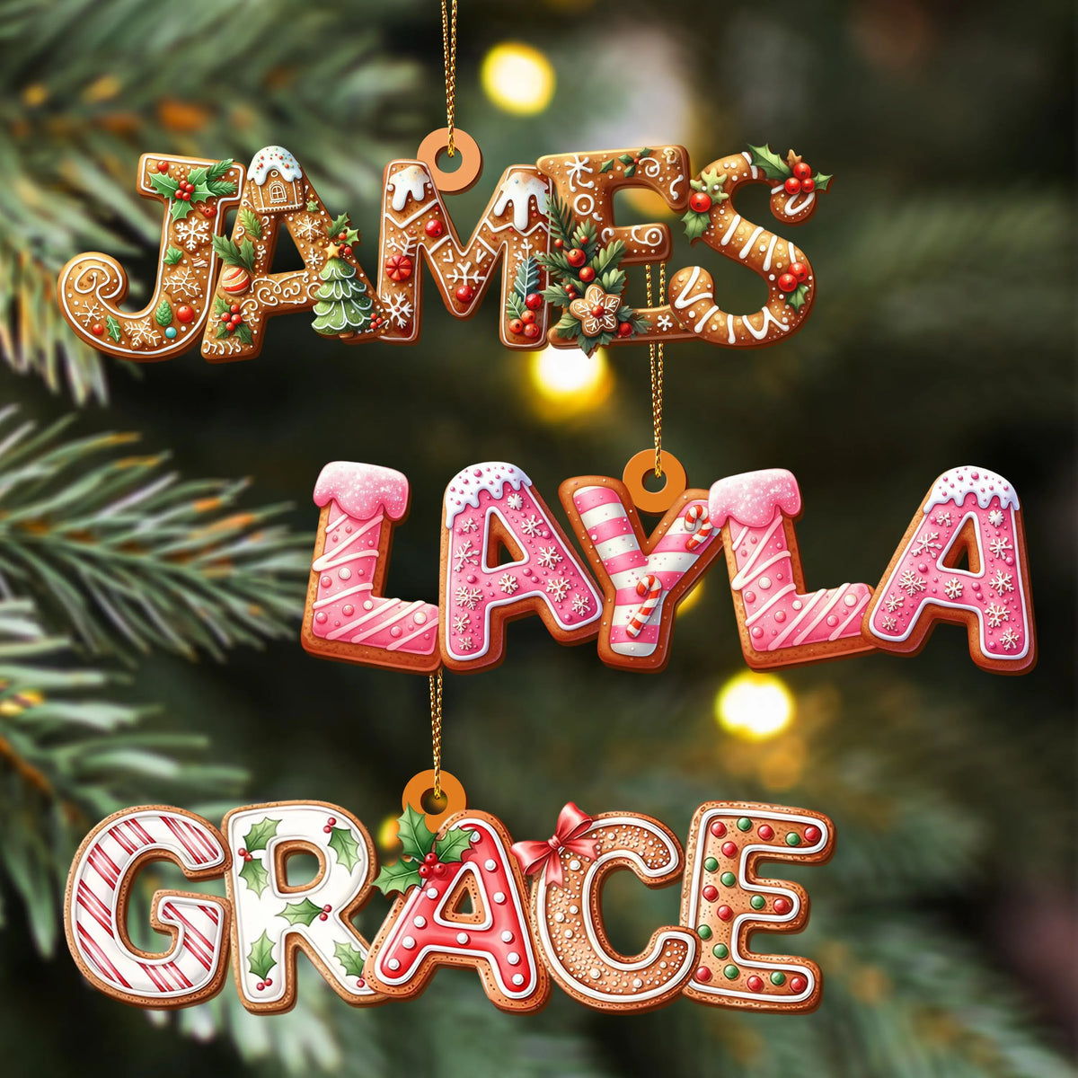Personalised Gingerbread Alphabet Christmas Ornament | Custom Name Bauble | Kids Christmas Gift