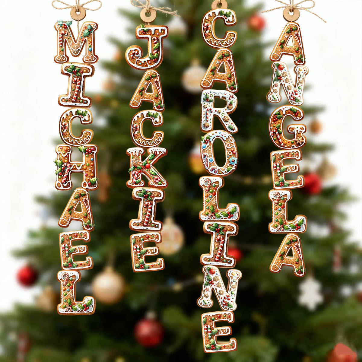 Personalised Gingerbread Letter Ornaments with Name | 2026 Christmas Stocking Tags & Keepsake