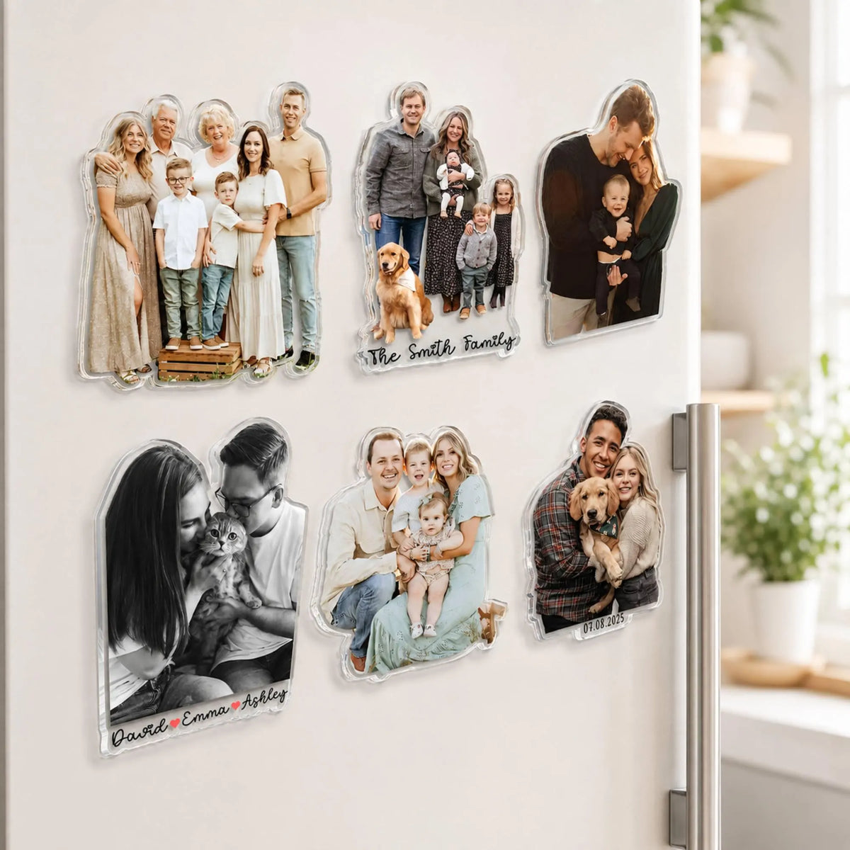 Custom Family Photo Magnet | Personalized Acrylic Picture Fridge Magnet, Christmas Gift & Decoration