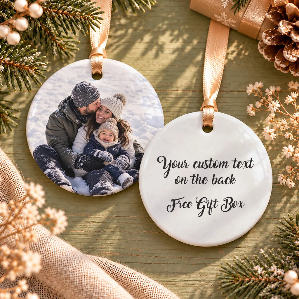 Custom Photo Christmas Ornament 2026 | Personalized Double-Sided Picture Ornament, Front & Back